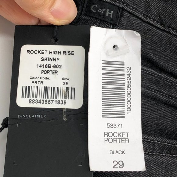 NWT Aritzia Citizens of Humanity Black Rocket High Rise Distressed Skinny 29 - Picture 5 of 16